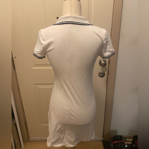 Abercrombie Size XS White Navy Knit Polo Collared Dress Y2K Preppy Cotton EUC - Picture 3 of 11